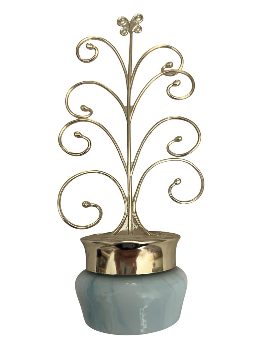 Vintage Avon Gold Swirl Jewelry Stand with Fragrance Jar EVC